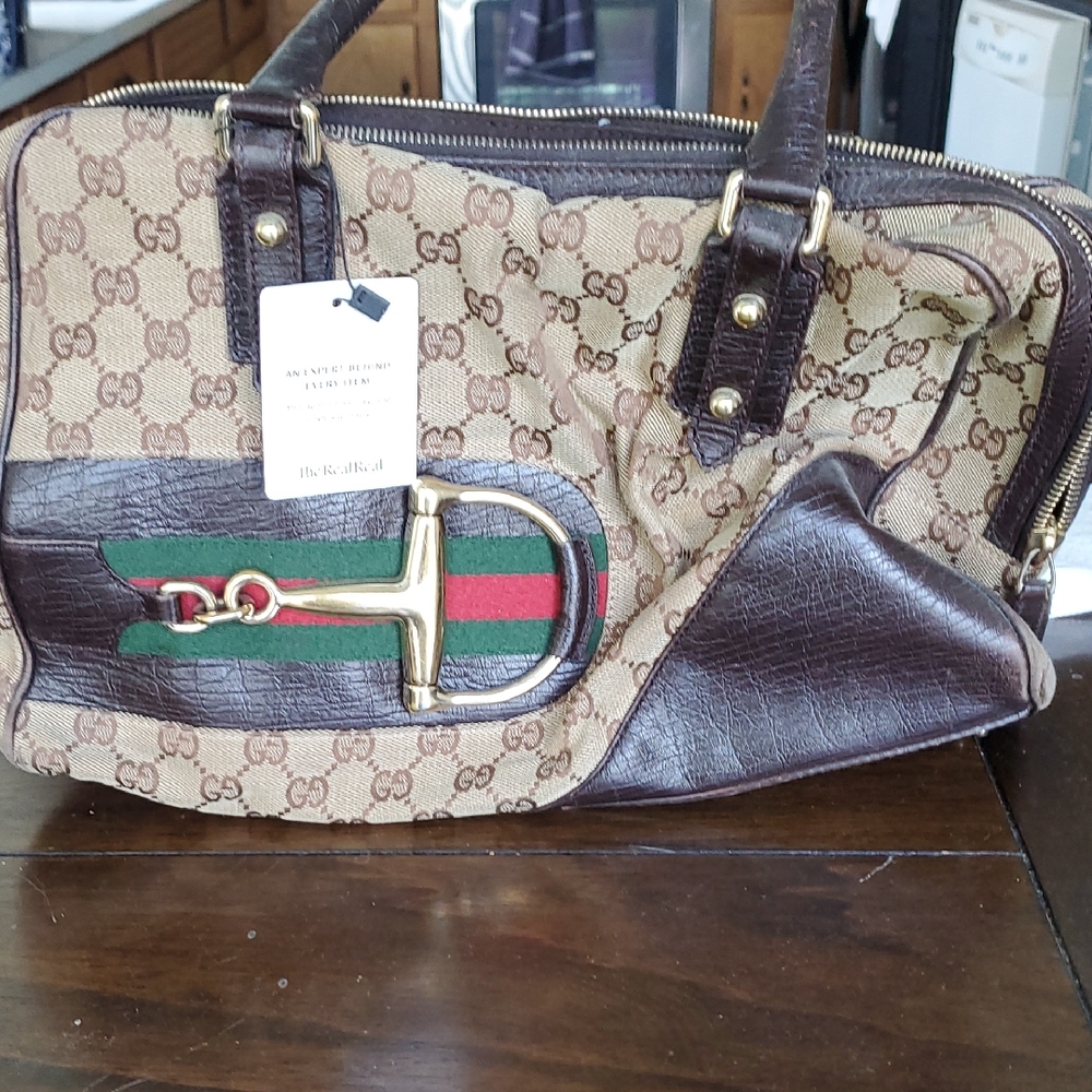 Gucci Signature Brown Duffel Bag